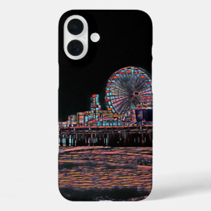 Black Stained Glass Santa Monica Pier iPhone 16 Plus Case