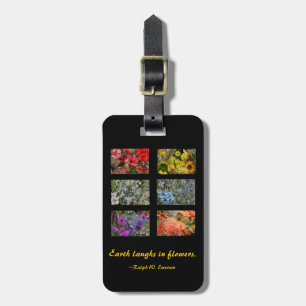 Black Stained Glass Window Flower Garden Luggage Tag