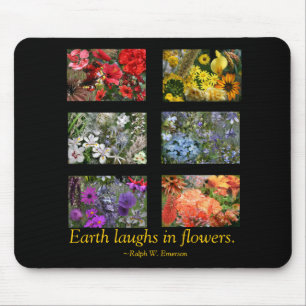 Black Stained Glass Window Flower Garden Mouse Pad
