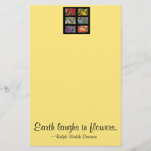 Black Stained Glass Window Flower Garden Stationery