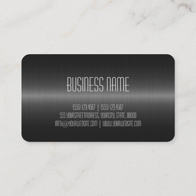 Black Stainless Steel Metal Look Business Card (Back)