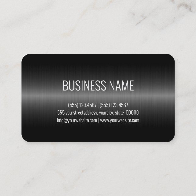 Black Stainless Steel Metal Look Business Card (Back)