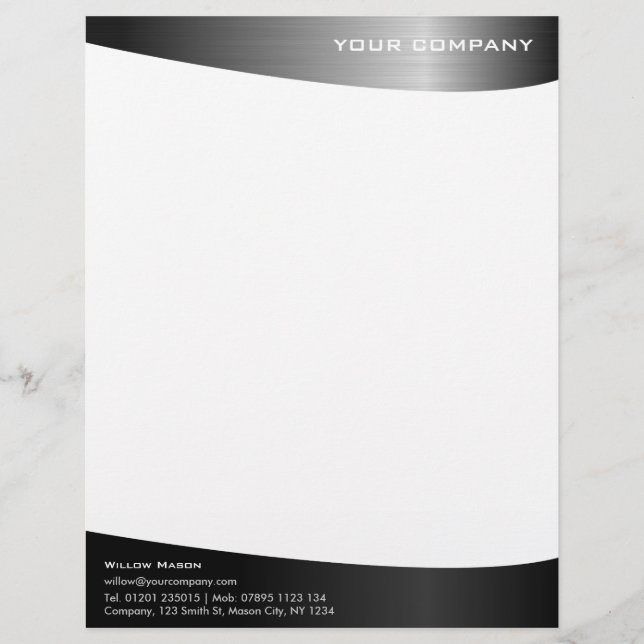 Black Stainless Steel Professional Letterhead (Front)