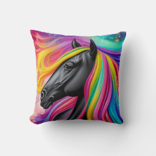 Black Stallion Colourful Mane Cushion