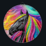 Black Stallion Colourful Mane  Dartboard<br><div class="desc">Black Stallion Colourful Mane,  this beautiful design features a Black Stallion Colourful Mane.</div>