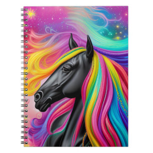 Black Stallion Colourful Mane  Notebook