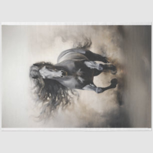 Black Stallion Horse Running Decoupage Tissue Paper