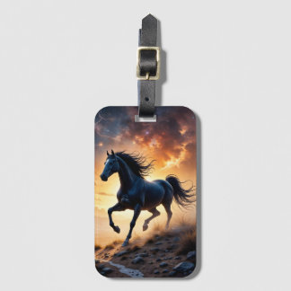 Black Stallion in Desert  Luggage Tag