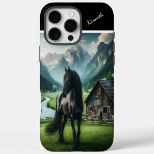 Black Stallion In The Alps iPhone 16 Pro Max Case