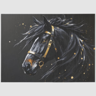 Black Stallion on black hints of gold and white Tissue Paper