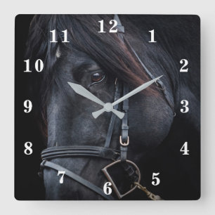 Black Stallion Square Wall Clock