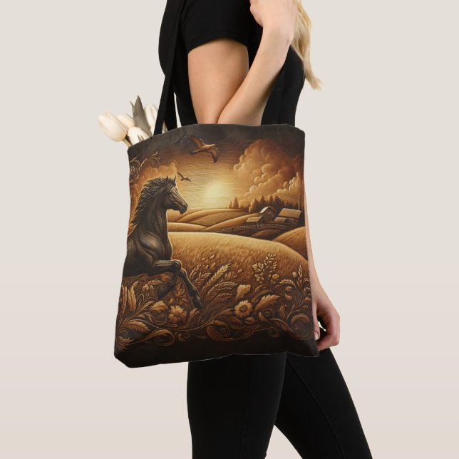 Black Stallion's Golden Run Tote Bag (Close Up)