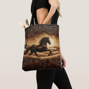 Black Stallion's Sunset Run Tote Bag