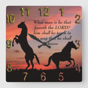 Black Stallone silhouette Square Wall Clock