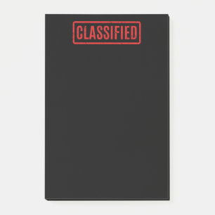 Black Stamped Classified Post-it Notes