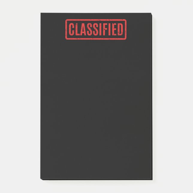 Black Stamped Classified Post-it Notes (Front)