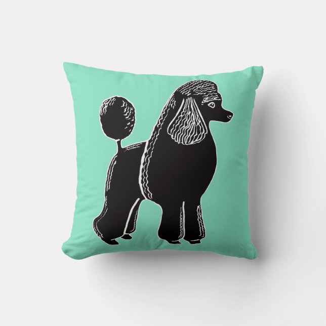 Black Standard Poodle Light Mint Pillow (Front)