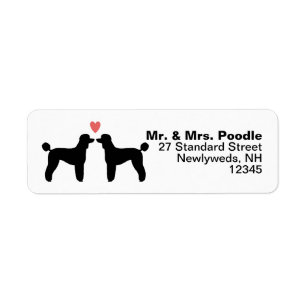 Black Standard Poodle Silhouettes with Heart Return Address Label