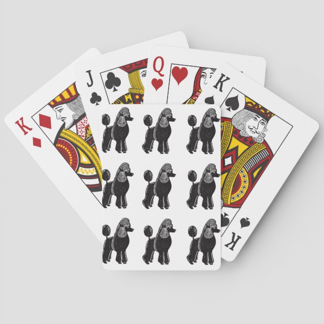 Black Standard Poodles Pattern Playing Cards (Back)