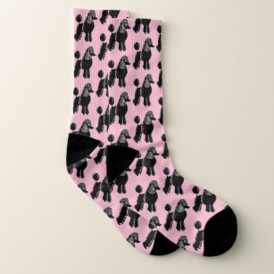 Black Standard Poodles Pink All-Over-Print Socks