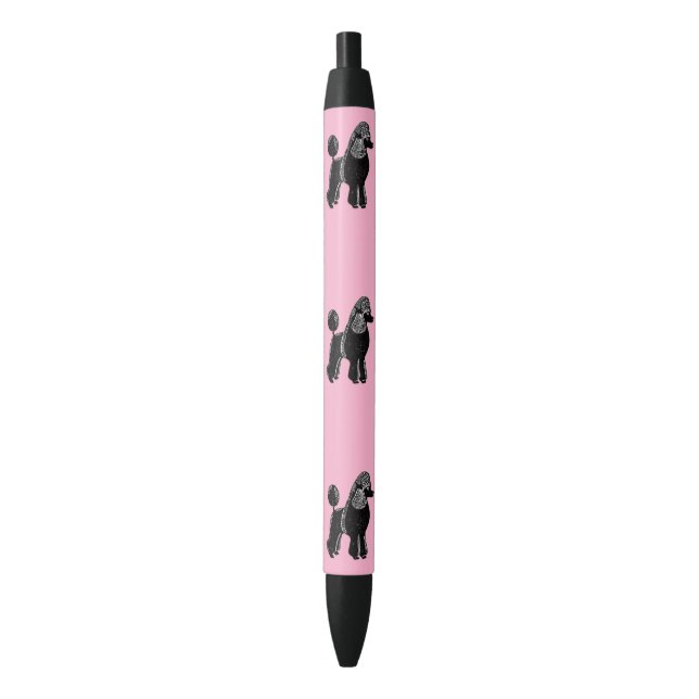 Black Standard Poodles Pink and Black Pens (Front Vertical)