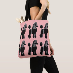 Black Standard Poodles Pink Tote Bag