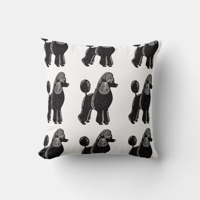 Black Standard Poodles Square Pillow (Front)