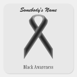 Black Standard Ribbon by Kenneth Yoncich Square Sticker