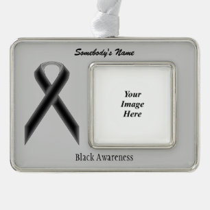 Black Standard Ribbon Tmpl (H-O)by Kenneth Yoncich Silver Plated Framed Ornament