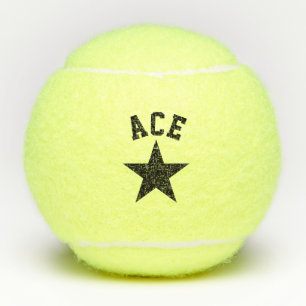 Black star ace custom name initials tennis balls