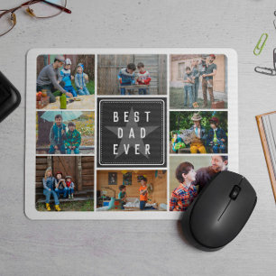 Black Star Best Dad Ever Photo Collage Mouse Pad