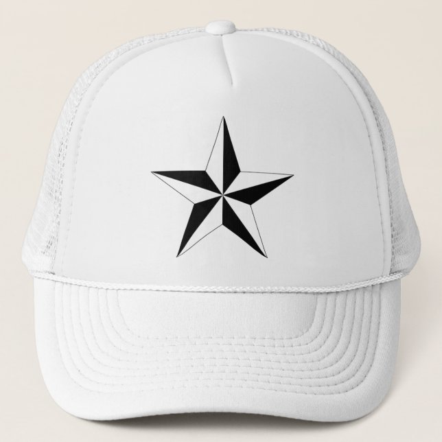 Black Star Mark Stylish Mesh Trucker Hat (Front)
