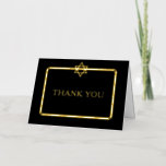 Black Star of David Bar Mitzvah Thank You Gold  Foil Greeting Card<br><div class="desc">Simple and elegant black and real gold foil Star of David Bar Mitzvah "Thank You" notecards.  Original design created by Holiday Hearts Designs (all rights reserved).</div>