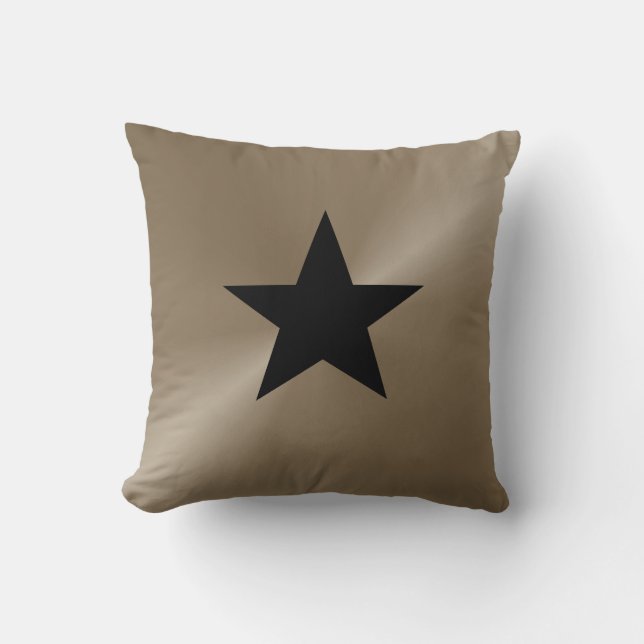Black Star on Taupe Modern Print Cushion (Front)