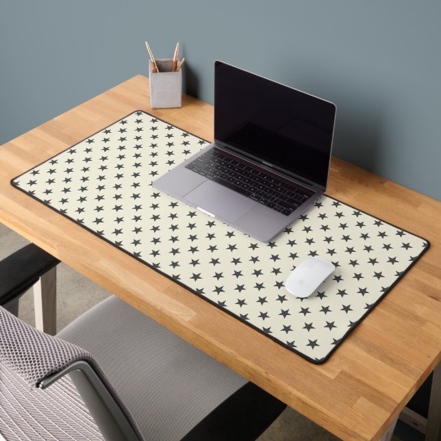  Black Star Repeat Pattern Desk Mat (Office 2)