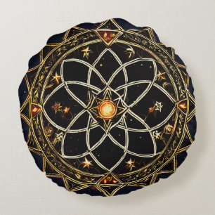 Black Star Round Pillow – Stylish Decorative