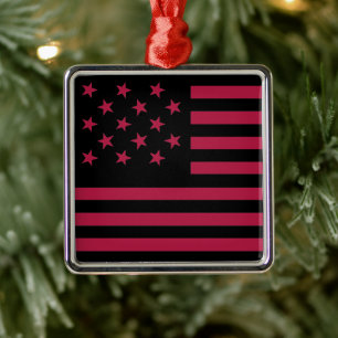Black Star-Spangled Banner America Flag Metal Ornament