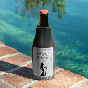 Black Starburst Witch Halloween Bottle Cooler