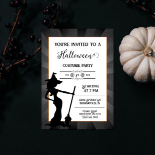 Black Starburst Witch Halloween Party Invitation