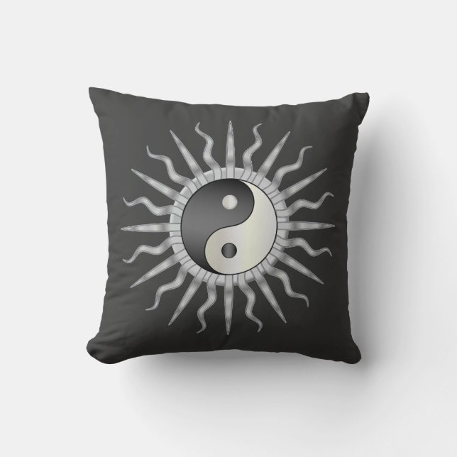 Black Starburst Yin Yang Cushion (Front)