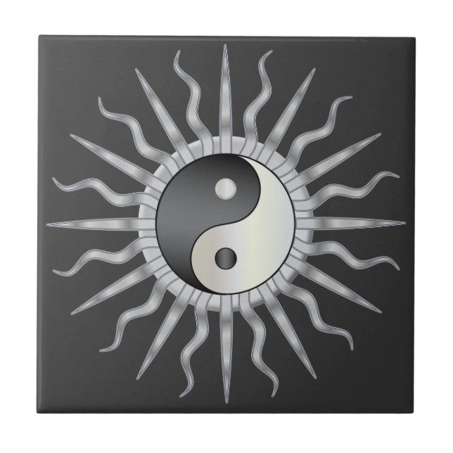 Black Starburst Yin Yang Tile (Front)