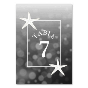 Black Starfish Beach Wedding Table Number Card