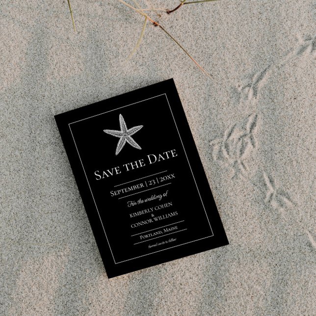 Black Starfish Monogram Photo Save The Date (Black Starfish Monogram Photo Save the Date)