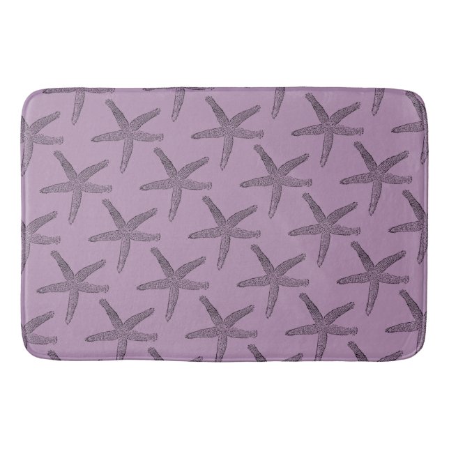 Black Starfish Rosy Purple Small Bath Mats (Front)