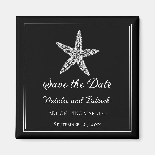 Black Starfish Save the Date Magnet (Front)