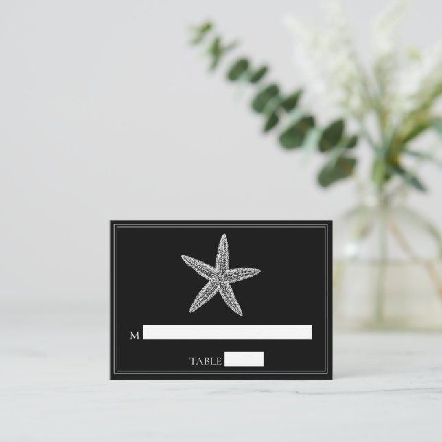 Black Starfish Wedding Place Cards (Standing Front)