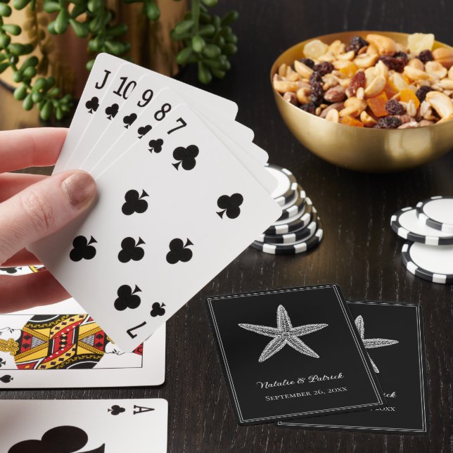 Black Starfish Wedding Playing Cards (In Situ)