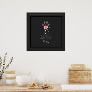 Black Starlight Pink Heart Paw Print Dog Memorial
