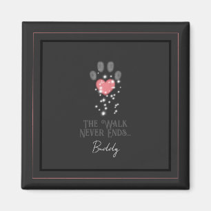 Black Starlight Pink Heart Paw Print Dog Memorial Magnet