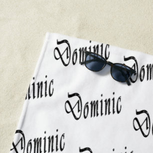 Black Starry Dominic Name, Beach Towel